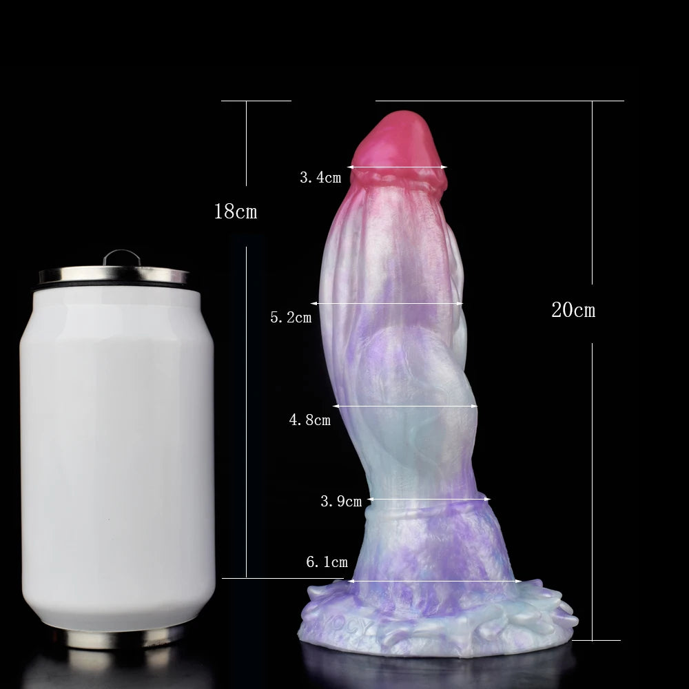 FAAK Luminous Dragon Dildo With Suction Cup Knot Dog Penis Size S M L Female Masturbator Glowing In Dark Silicone Sex Toys