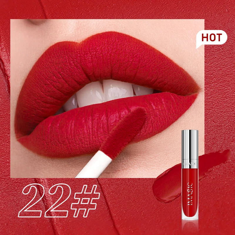 IMAGIC Natural Matte Lipgloss Stainless Steel Cup Waterproof Long-Lasting Lip Makeup Beauty 8ml NO.LP-221
