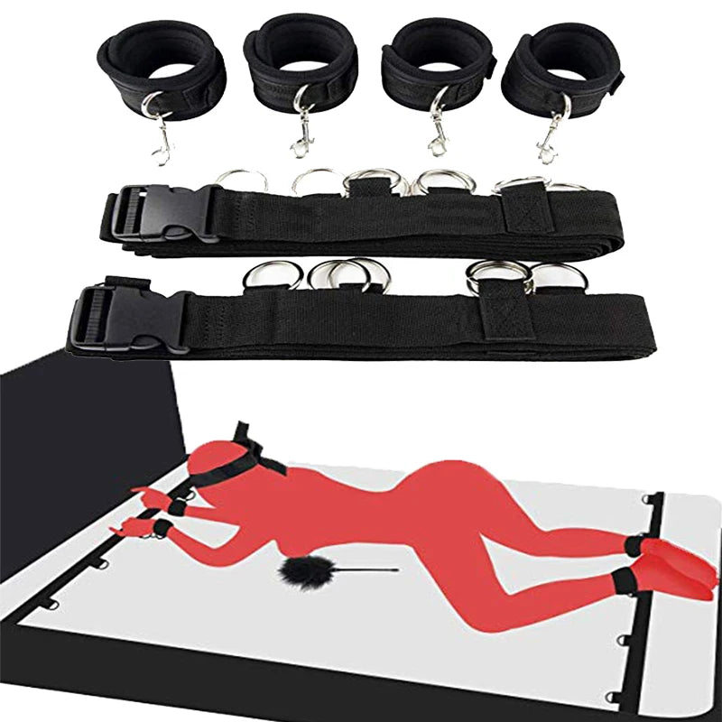 Restraint Erotica Binding Sex Forced Split Leg Straps Neck Wrist Bdsm Bondage Set Sex Toys For Woman Couples Product No Vibrator