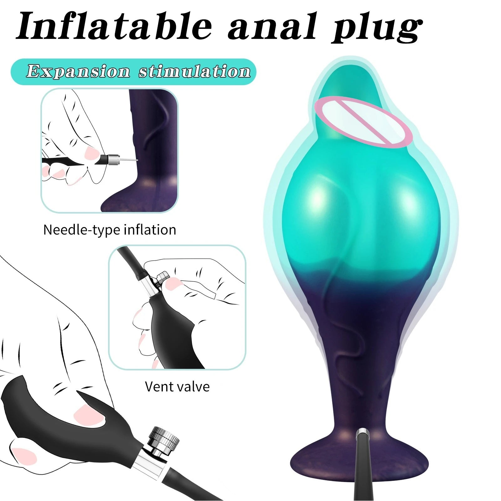 Suction Cup Base Inflatable Anal Plug Dildo Docking Insertion G Spot Stimulation BDSM Female Anal Penetration Gay Sex Toys 18+