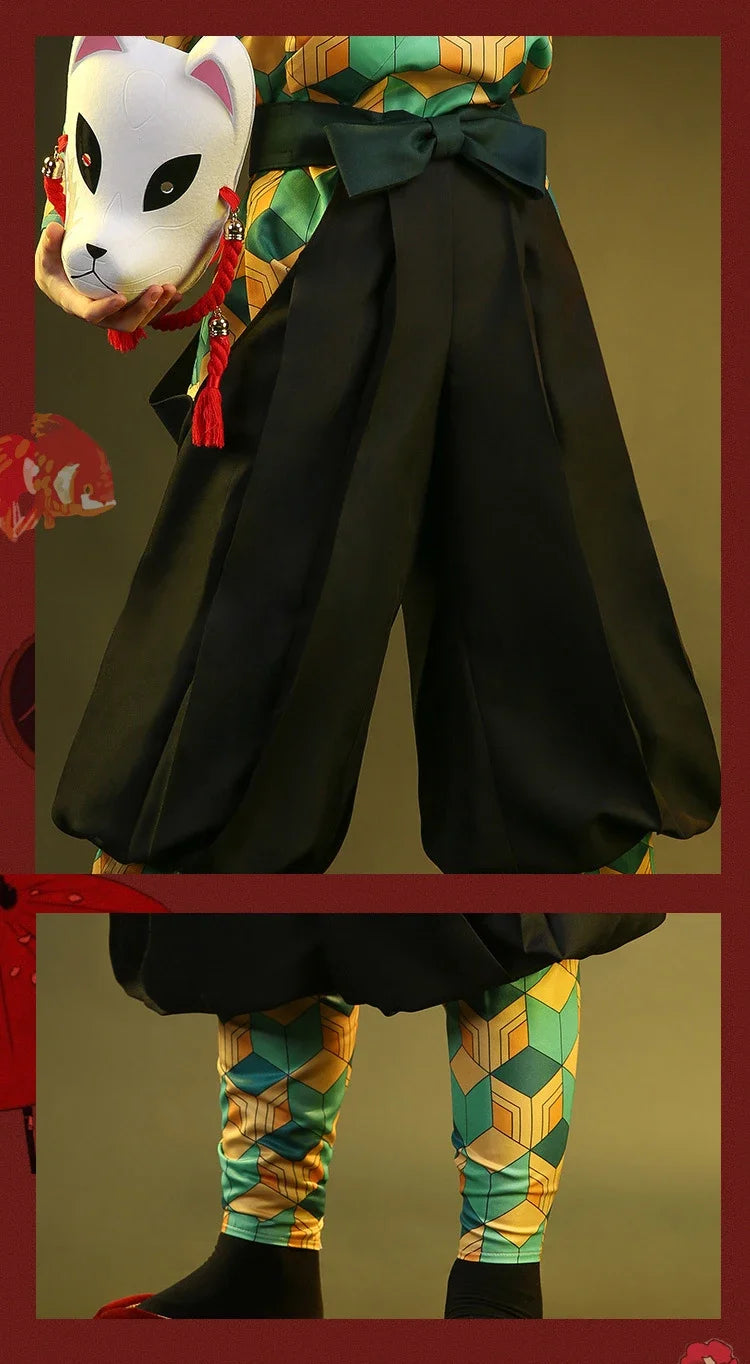 New Anime Demon Slayer Sabito Cosplay Costumes Kimetsu No Yaiba Kimono White Cloak Man Coat Lining Pants Wig Halloween Costumes