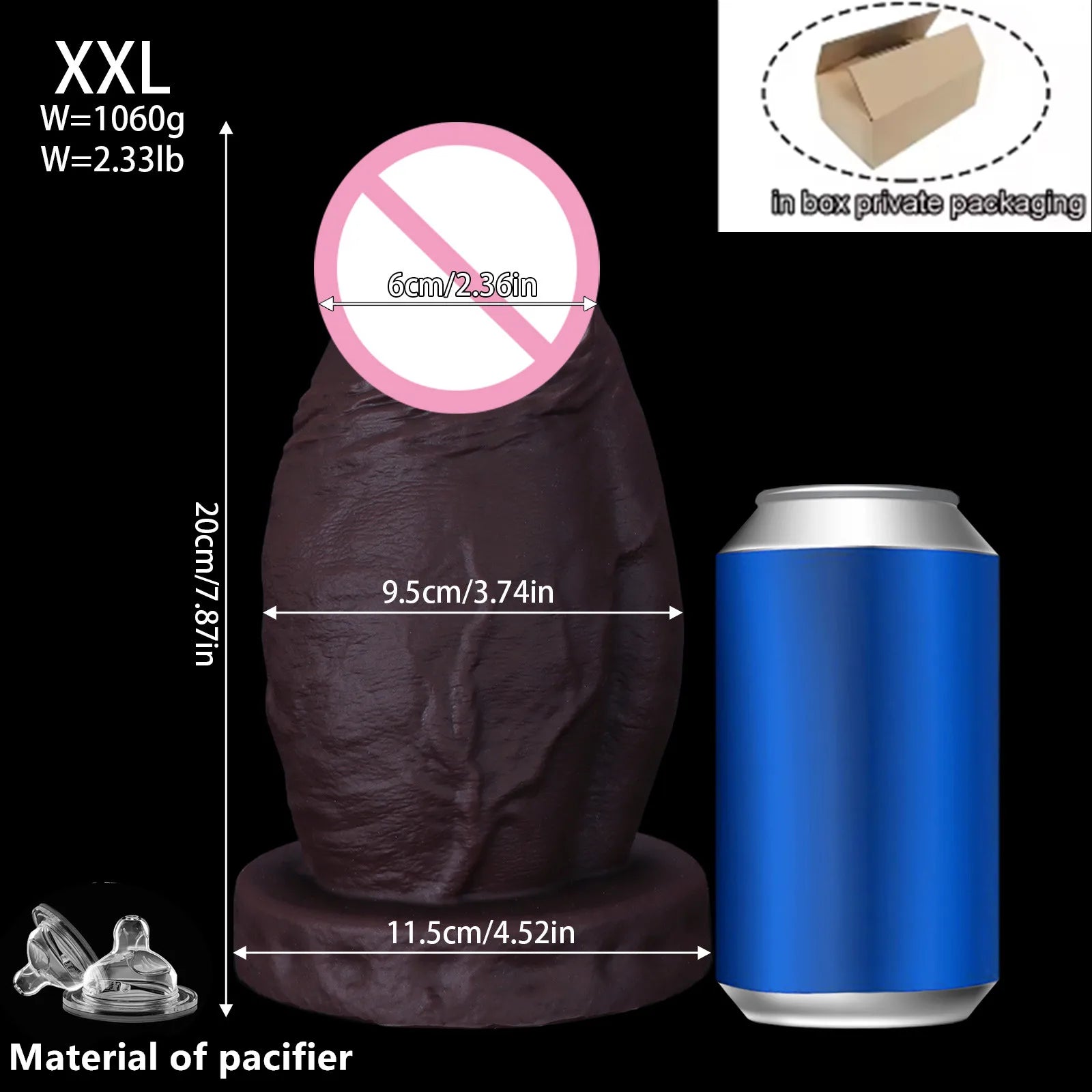 New 4.1'' Diameter Huge Thick Anal Dildo, 8.6 Inch Huge Silicone Girth Dildo Butt Plugs with Strong Suction Cup & No Balls성인용