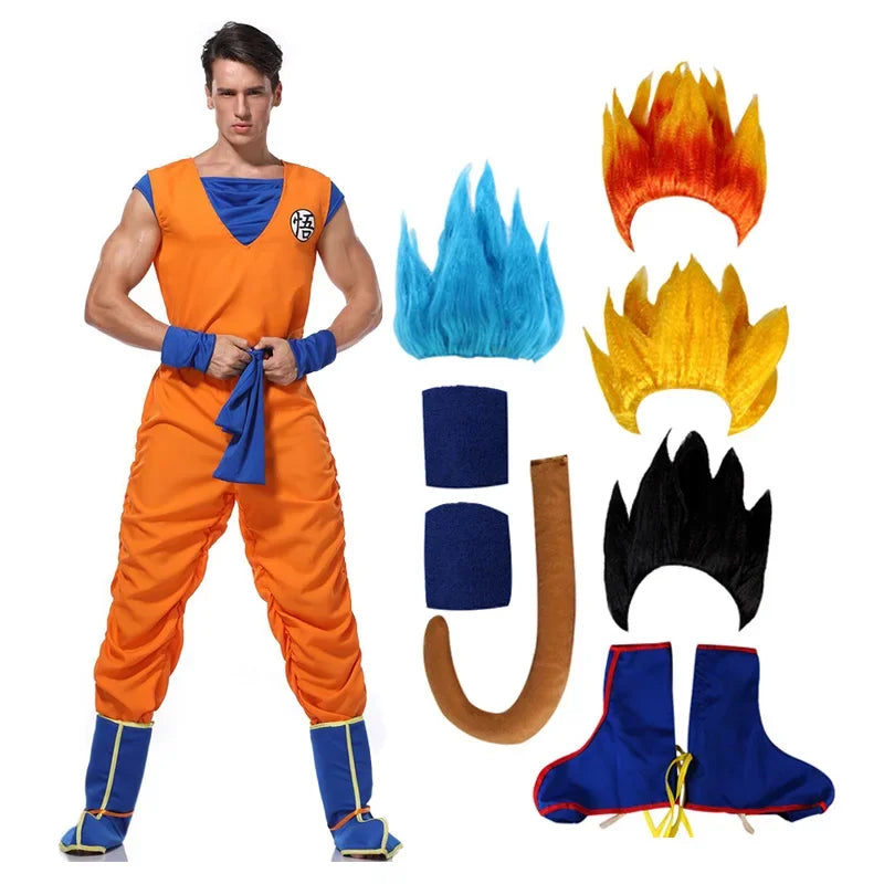 2025  Costume cosplay Goku Super Saiyan Cosplay Cosplay Uomini adulti Tute anime Costumi di carnevale di Halloween