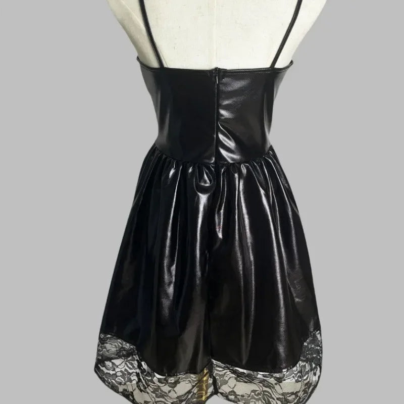 Misa Amane Cosplay Costume Death Note Cos Imitation Leather Sexy Dress Wig Stockings Necklace Uniform Outfit For Women Halloween
