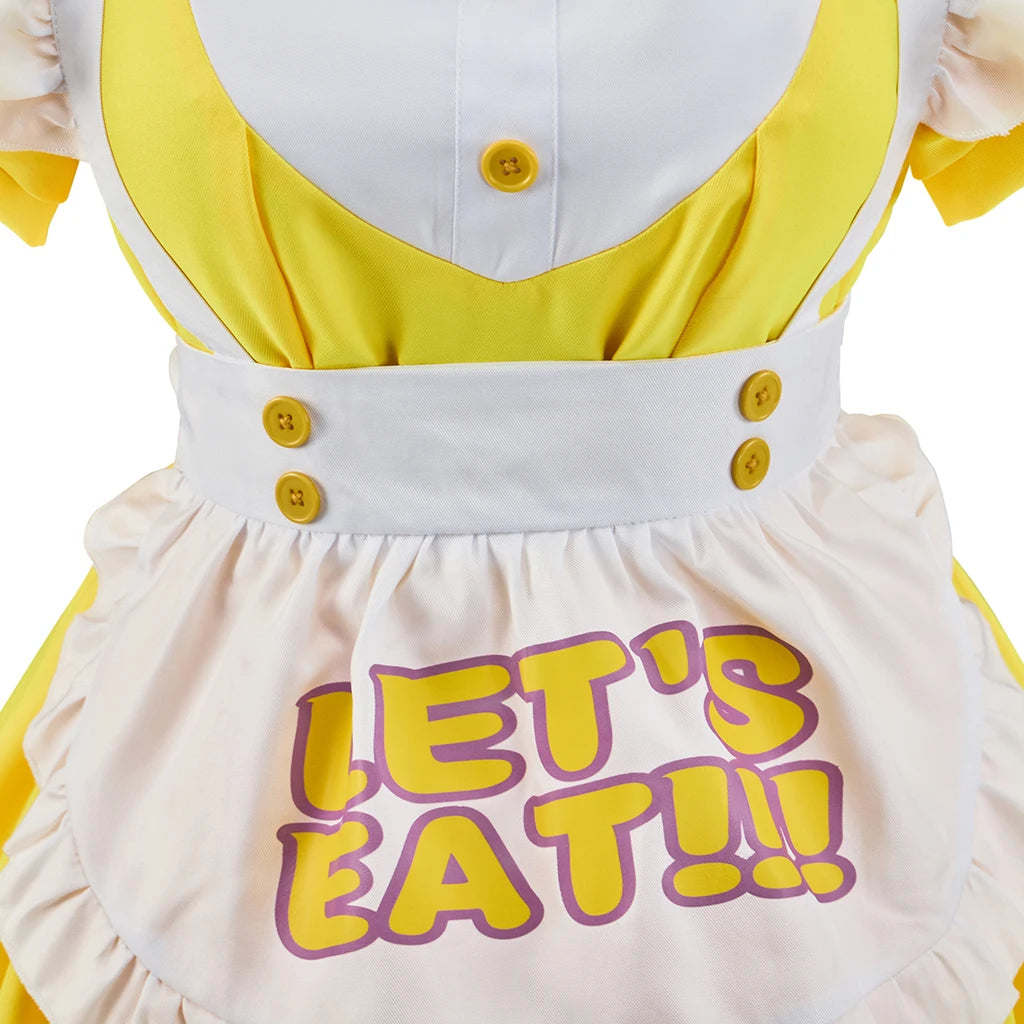 Game FNAF Chica Cosplay Lolita Costume Woman's Yellow Dress with Apron Halloween Party Outfit