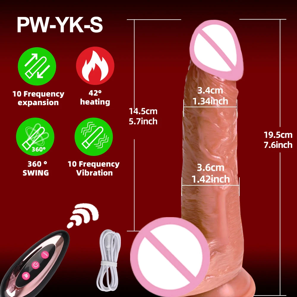 Vibrator dildo xxl realistic big cock telescopic heated spinning penis expansion vibratory massager female couple sex toys 18