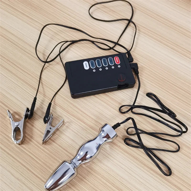 Metal Anal Beads Butt Plug Electric Shock Nipples Clips Vagina Stimulation Massage Adult Sex Toys for Women Men Gay Masturbation