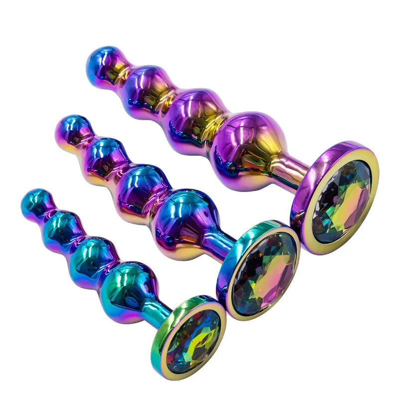Metal Anal Plug Prostate Massager Anal Beads Butt Plug Metal Dildo G-spot Stimulating Sex Toys for Men and Women But Plug