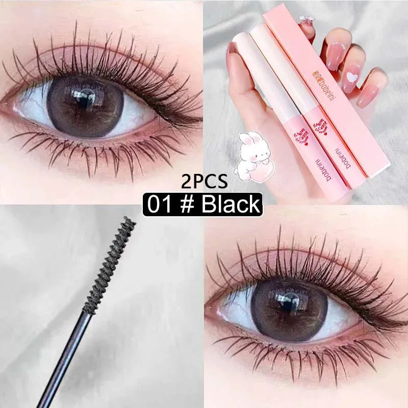 Ultra-Fine Brush Mascara Lasting Waterproof Silk Fiber Curling Lengthens Eyelashes Fast Dry Matte Brown Black Mascara Comestics