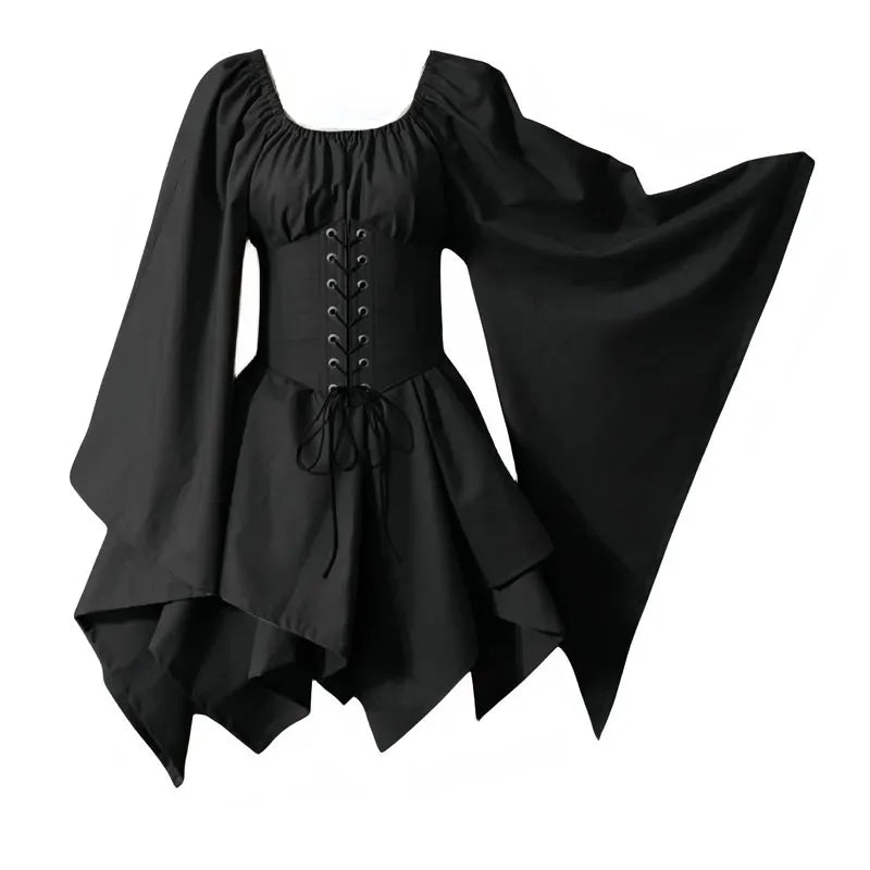 Medieval Costume Women Renaissance Medieval Dress Fairy Elf Traditional Irish Viking Costume Elf Ear for Halloween Party