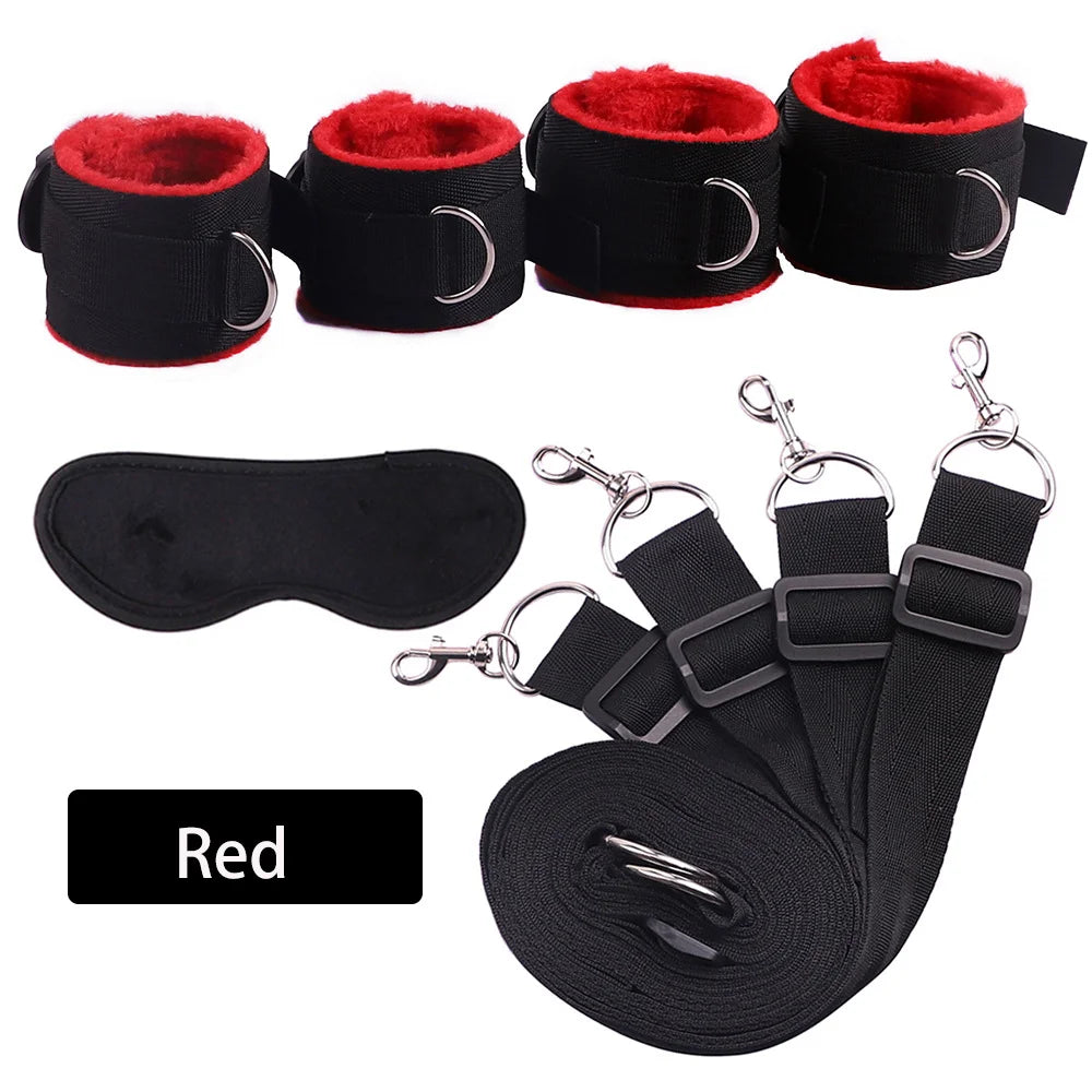 Sex Toys For Woman Couples Games Wrists&Ankle Cuffs Adult Bondage Restraint HandCuffs Bed Erotic Bdsm Set Fetish Restraint Strap