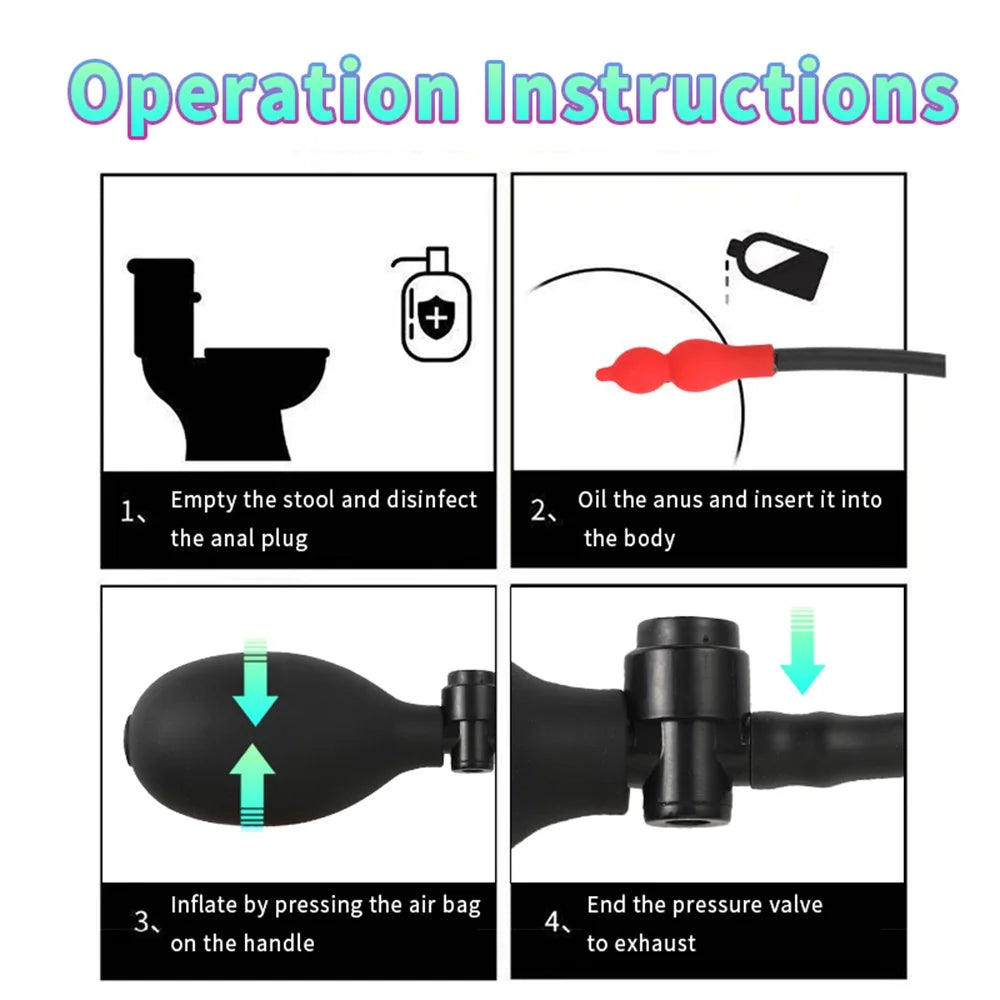 Inflatable Anal Dildo Plug Silicone Expandable Butt Plug with Pump Sex Toys for Women Men Anal Dilator Massager Adult Products