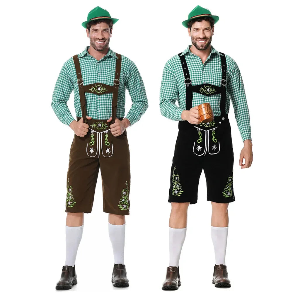 Men Oktoberfest Costume German Oktoberfest Pubs Bartender Outfit Beer Man Costumes  Lederhosen Bavarian Octoberfest