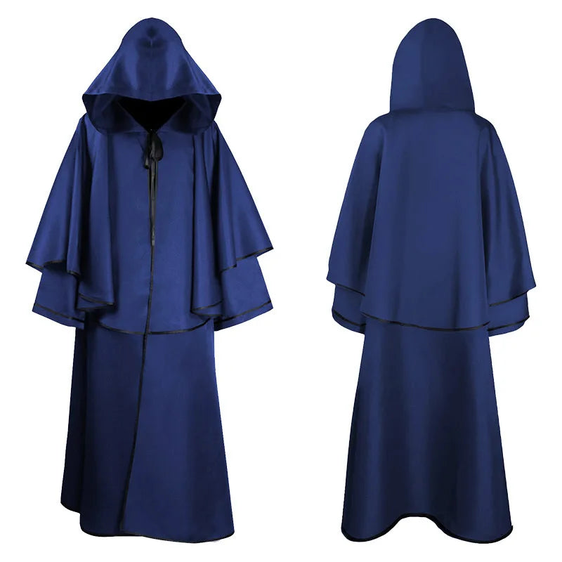 Medieval Cape Hooded Robe Cloak 5Color Monk Robe Cloak Cape Long Sleeve Wizard Cloak Halloween Stage Cosplay Costumes New 2025