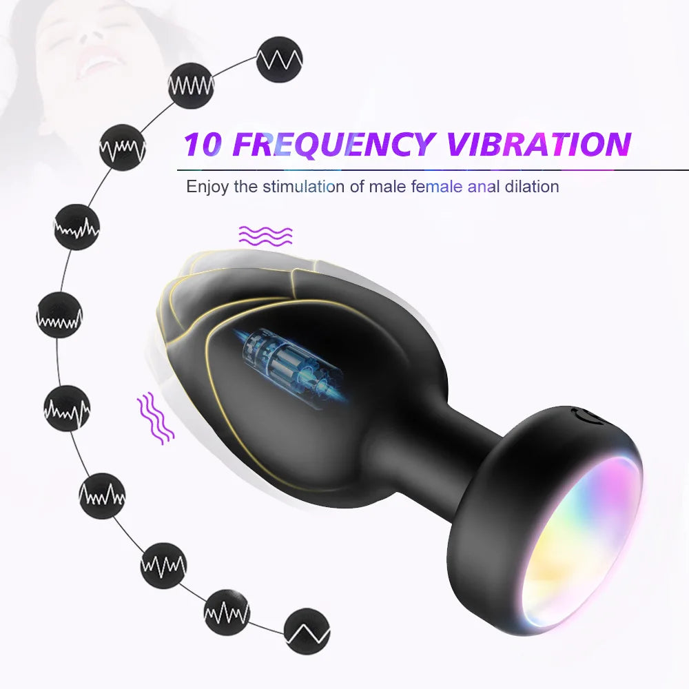 LED Colorful Light Butt Plug for Women Men Anal Plug Vibrator Wireless Remote Control Buttplug Goods Masturbator Adults Sex Toys