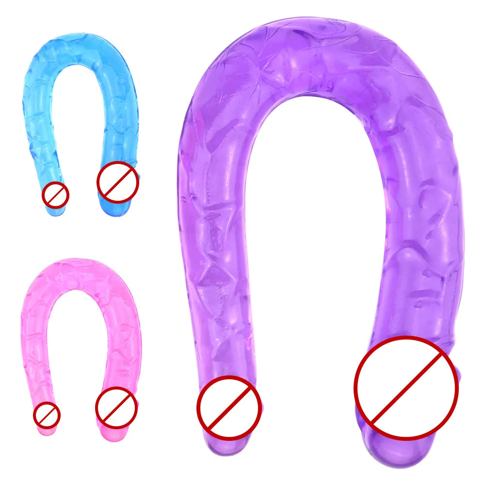 Double Head Dildos Realistic Penis Dildo Flexible Soft Crystal Jelly Dildo Sex Toys for Woman Big Penis G-spot Anal Stimulator