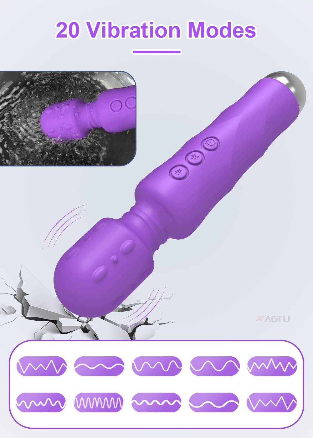 20 Speed Strong Dildo AV Vibrator for Women Vagina Clitoris Stimulator Vibrators Magic Wand Massager Erotica Sex Toys for Adults