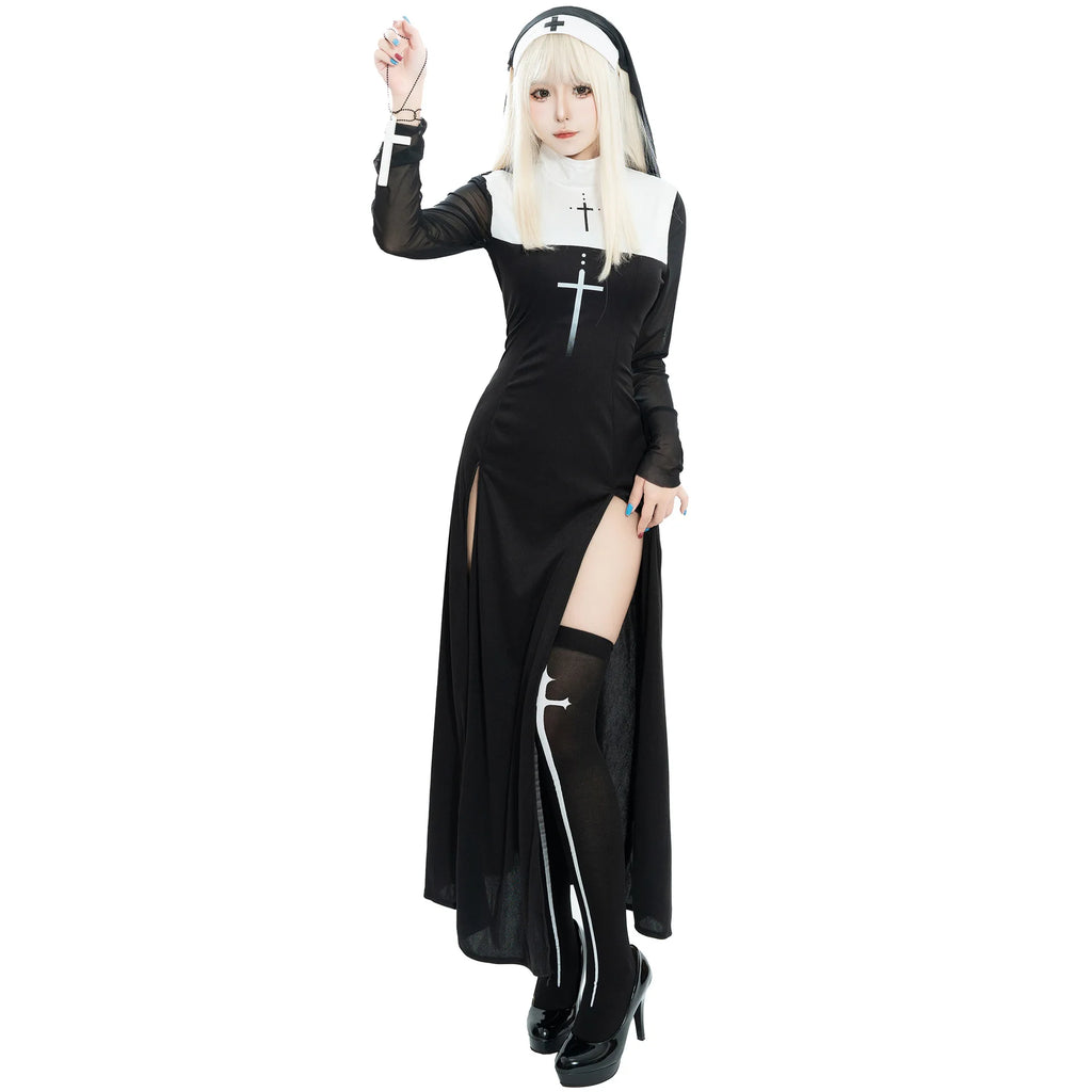 Cute Women Anime Nun Costume Cosplay Shows Outfit Sexy Ladies Halloween Performance Fancy Dress Up Sister Cos Uniform