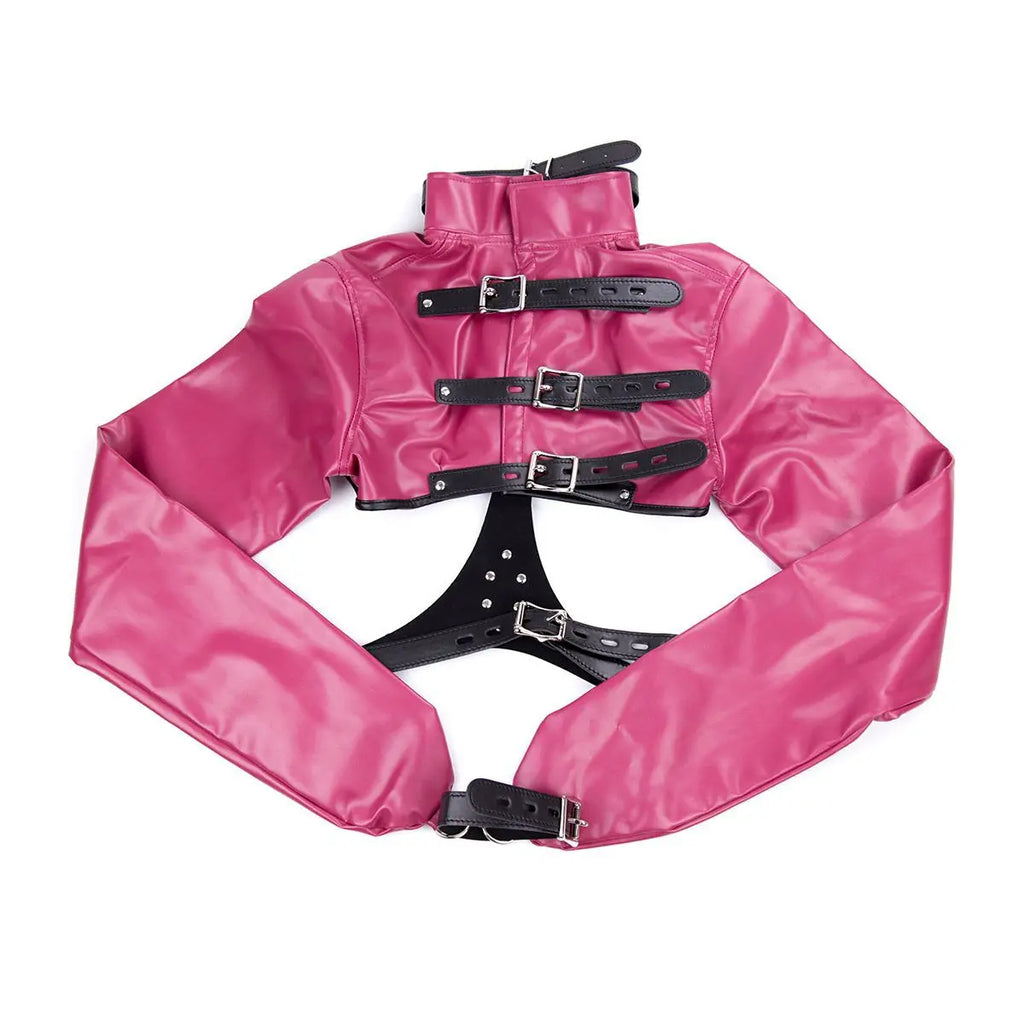 Women Jacket Halloween Costume Restraint Straight Sexy Open Breast Cupless Leather Bondage Strait Jacket Tops for Female 2024