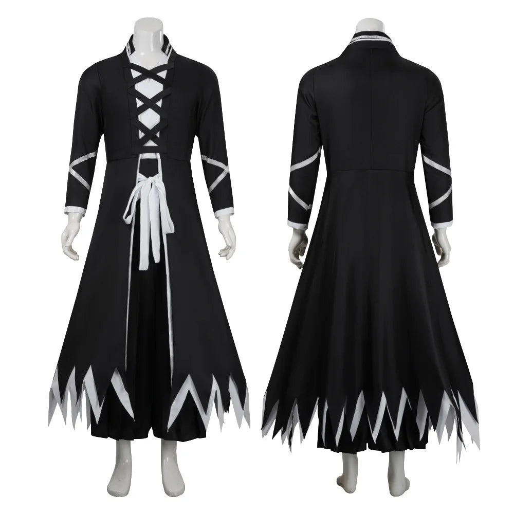 Anime BLEACH Kurosaki Ichigo Cosplay Costume Japanese Manga Cosplay Black and White Outfit Halloween Role Play Uniform for Men