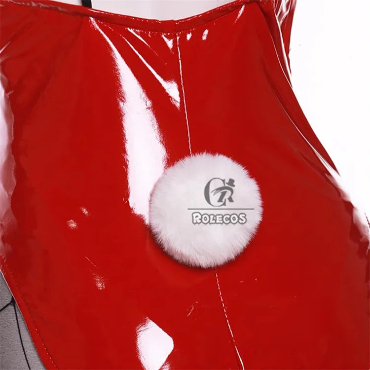 ROLECOS Game Red Black Bunny Suit Women Elastic Leather Fabric Sexy Cosplay Suit Halloween Christmas Jumpsuits