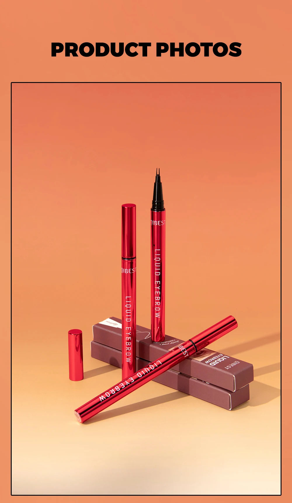 QIBEST 2 Fork Tip Liquid Eyebrow Pencil Eyeliner Lower Eyelash Pen Makeup Waterproof Lasting Quick Drying Ultra-fine Brows Pen