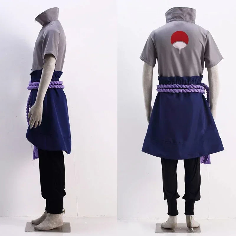 Anime Hokage Uchiha Sasuke Cosplay Costumes Shippuden Sasuke Third Generation Suit Halloween Costume Gray Tops Suit Wig Clothes