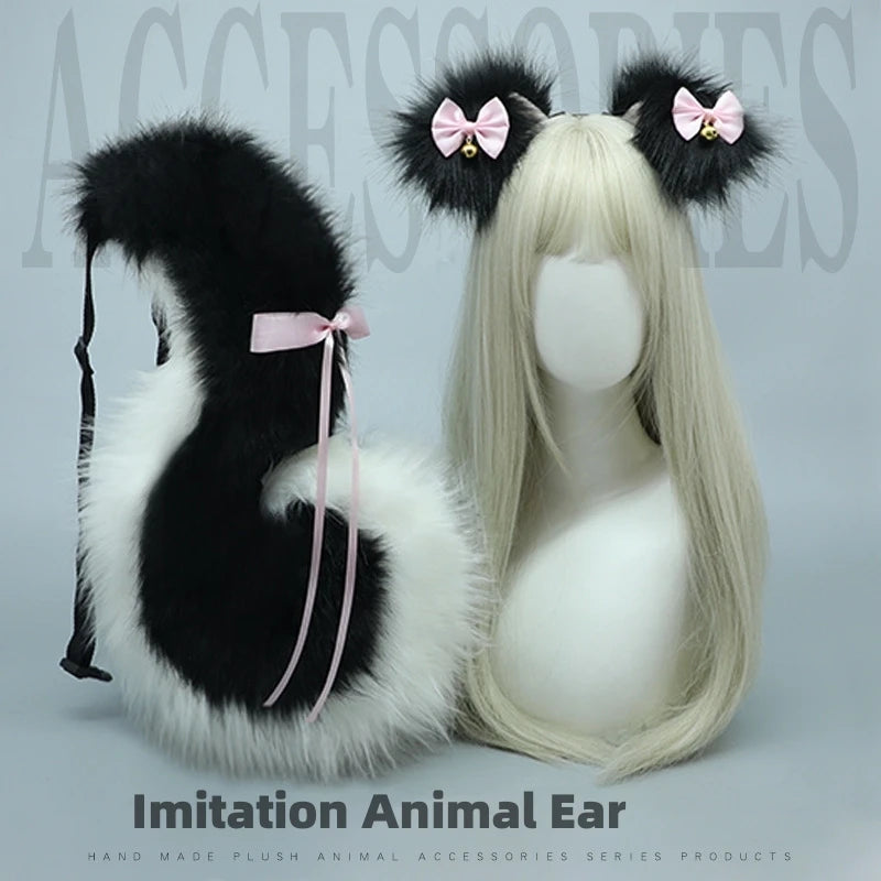 Anime Cute Imitation Animal Ear Hair Ornament Animal Tail Comic Show Accessories Cosplay Dog Tail Hoop Headband Pros