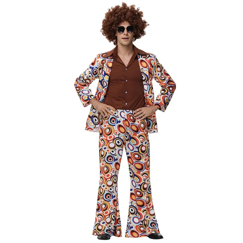 Men Women Retro 70s 80s Hippie Costume Disco Rock Hip-Hop for Cosplay Couples Purim Halloween Party Fantasia Dress Up