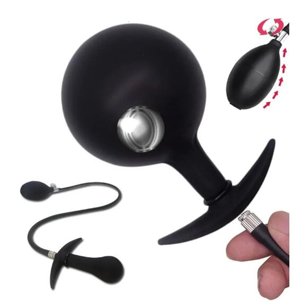 Inflatable Anal Plug Built-in Steel Ball Dildo Huge Buttplug Prostate Massage Sex Toy For Women Men Anus Expander Pump