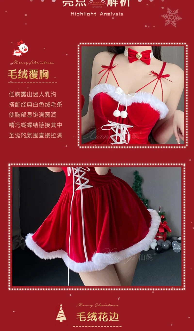 Sexy Christmas Bunny Girl Costume Dress for Women Cute Xmas Party Clubwear Stage Performance Festive Photo Shoot Outfits