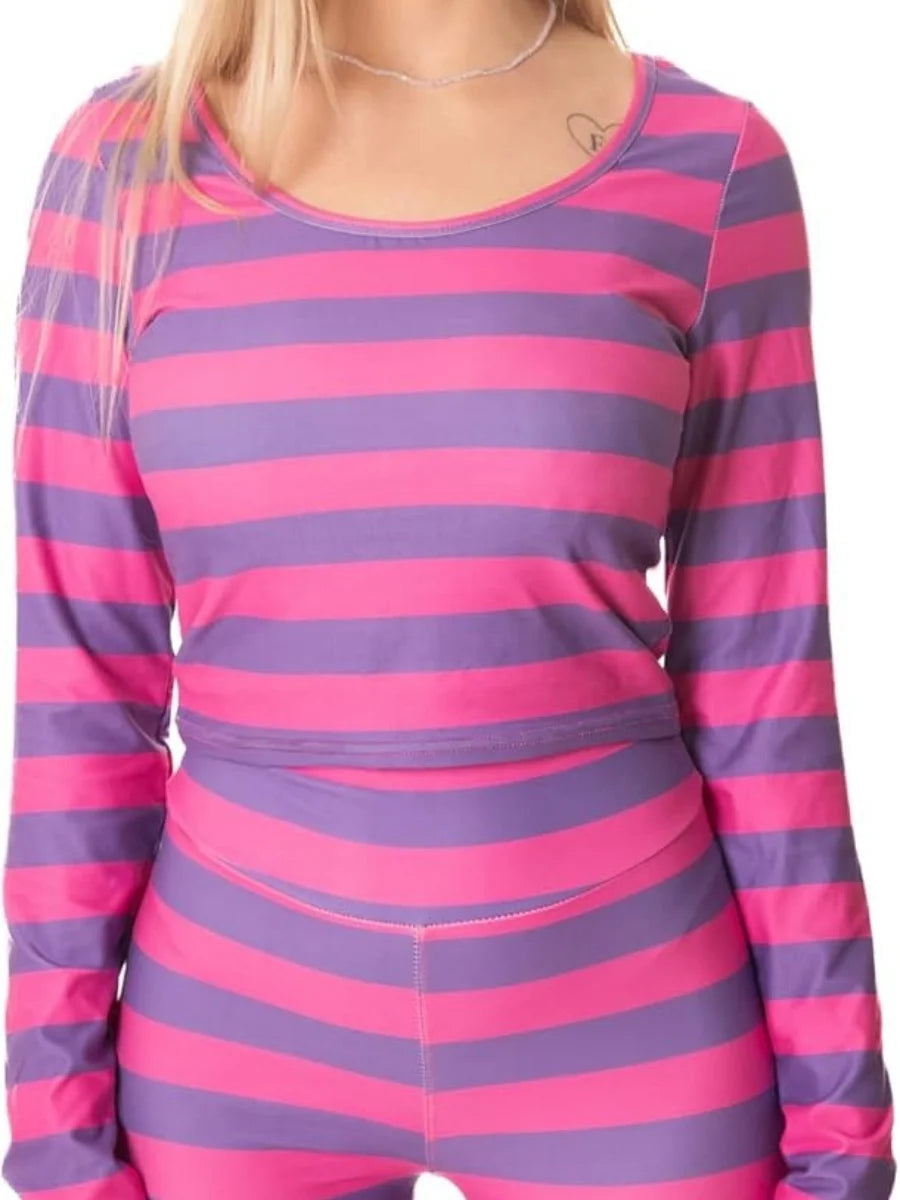 Halloween Costume Purple Striped Home Wear Set Cheshire Cat Cute Paw Role Play Adult Carnival Party Set Costume Outfits