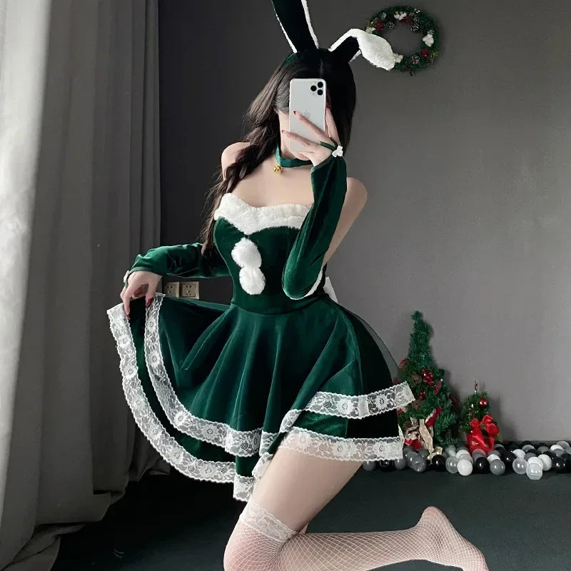 Sexy Christmas Dress Santa Claus Series Costume Xmas Party Girl Red Dress Cloak Rope Unifrom Sexy Pajamas Club Party Cosplay