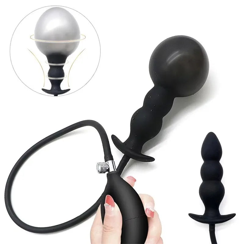 Anal Plug Super Long 5 Beads Expandable Inflatable Anal Plugs Big Butt Plug Butt Plug Anal Beads Ass Dilator SM Couples Sex Toy
