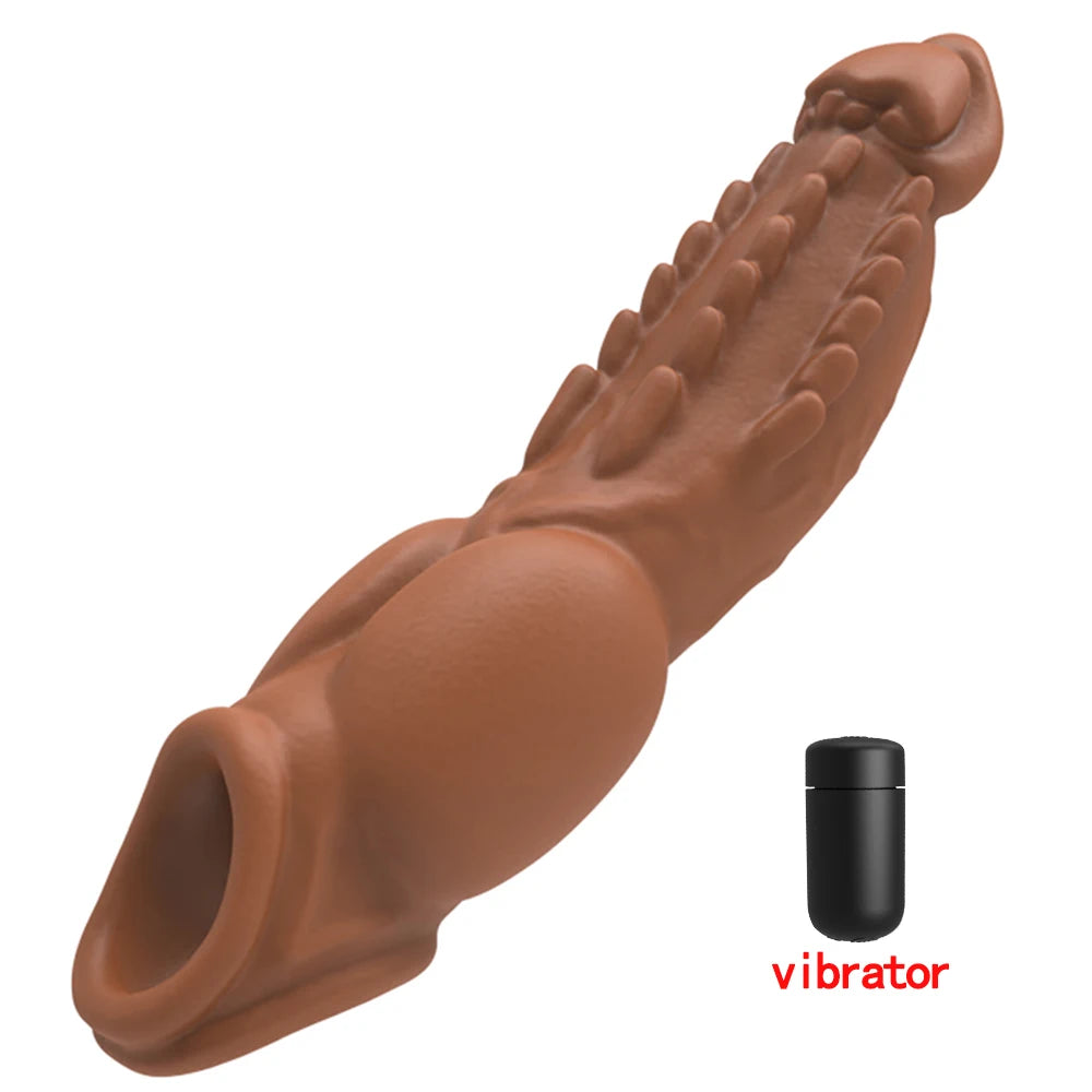 Vibrator for Men Penis Enlargement Sleeve Delay Ejaculation Cock Ring Reusable Comdom Penis Extender Adult Sex Toys For Men