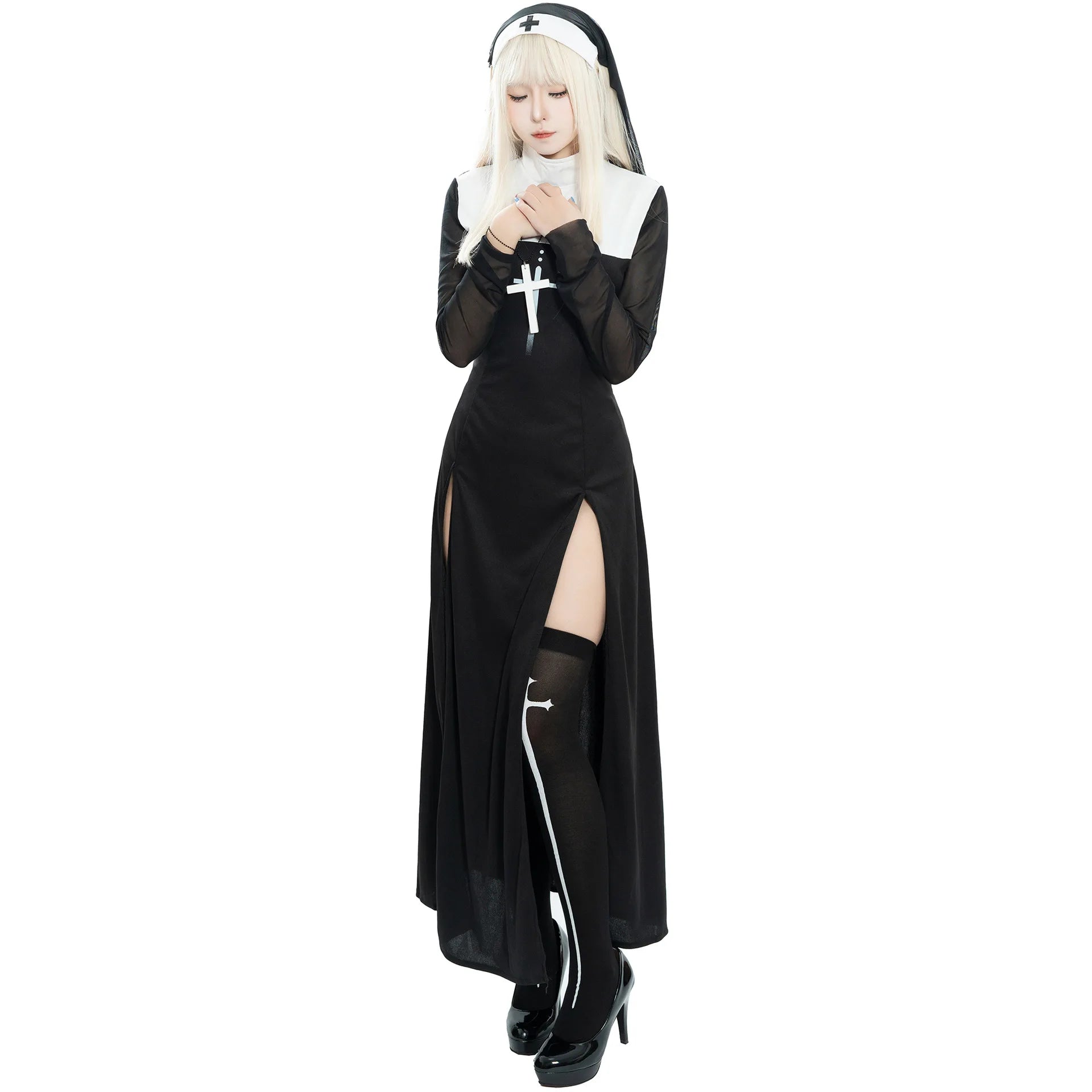Cute Women Anime Nun Costume Cosplay Shows Outfit Sexy Ladies Halloween Performance Fancy Dress Up Sister Cos Uniform
