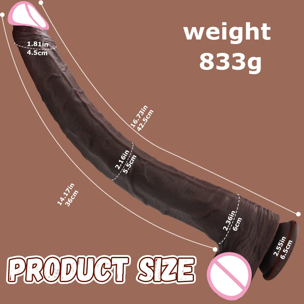 42.5cm Realistic Big Long Dildo Sex Toy Dildo with Strong Suction Cup Lifelike Silicone Sex Toys for Vagina Anal Stimulation