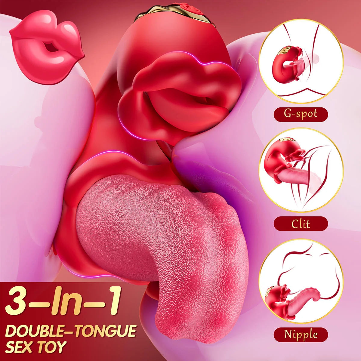 Sex Toys Vibrator 4 in 1 Tongue Thrusting Vibrators Dildo Rose Sex Toys G Spot Clit Stimulator Tools for Female Couples Games