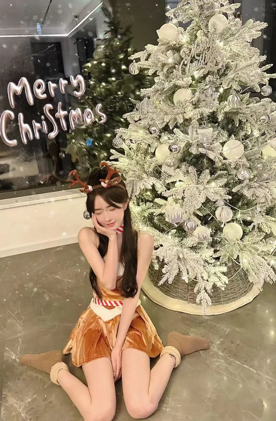 Christmas Cosplay Costume Sexy Reindeer Rudolph Xmas Party Performance Photoshooting Tempting Uniform Hot Seductive Pure Desire