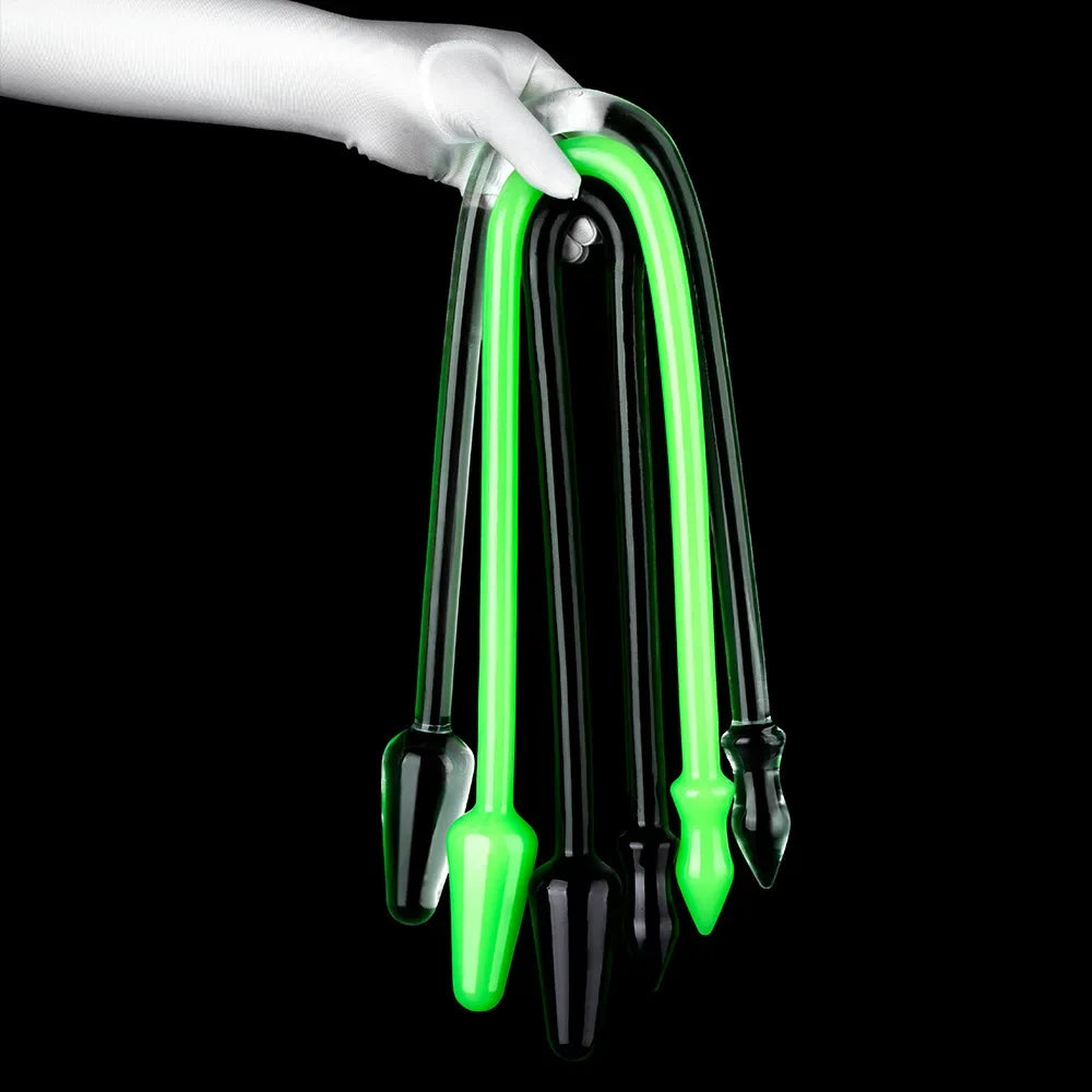 Anal Plug Double-Headed Transparent Super Long Safety TPE Smooth Soft Waterproof Manual Vaginal G-Spot Massager Conical