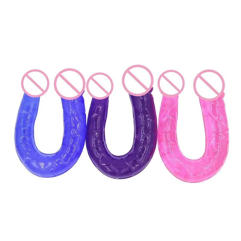 Double Head Silicone Long Penis Jelly Realistic Dildo Flexible Female Pussy Vagina Anal Masturbator Sex Toy Lesbian Cock Lovetoy