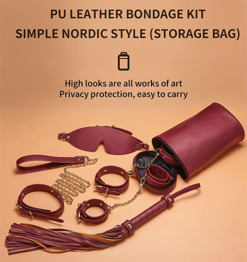 PU Leather Bondage Kit Adult SexToys Kits Erotic Products for Couples Flirting BDSM Bondage Restraints Kit Sex Toys Men Women