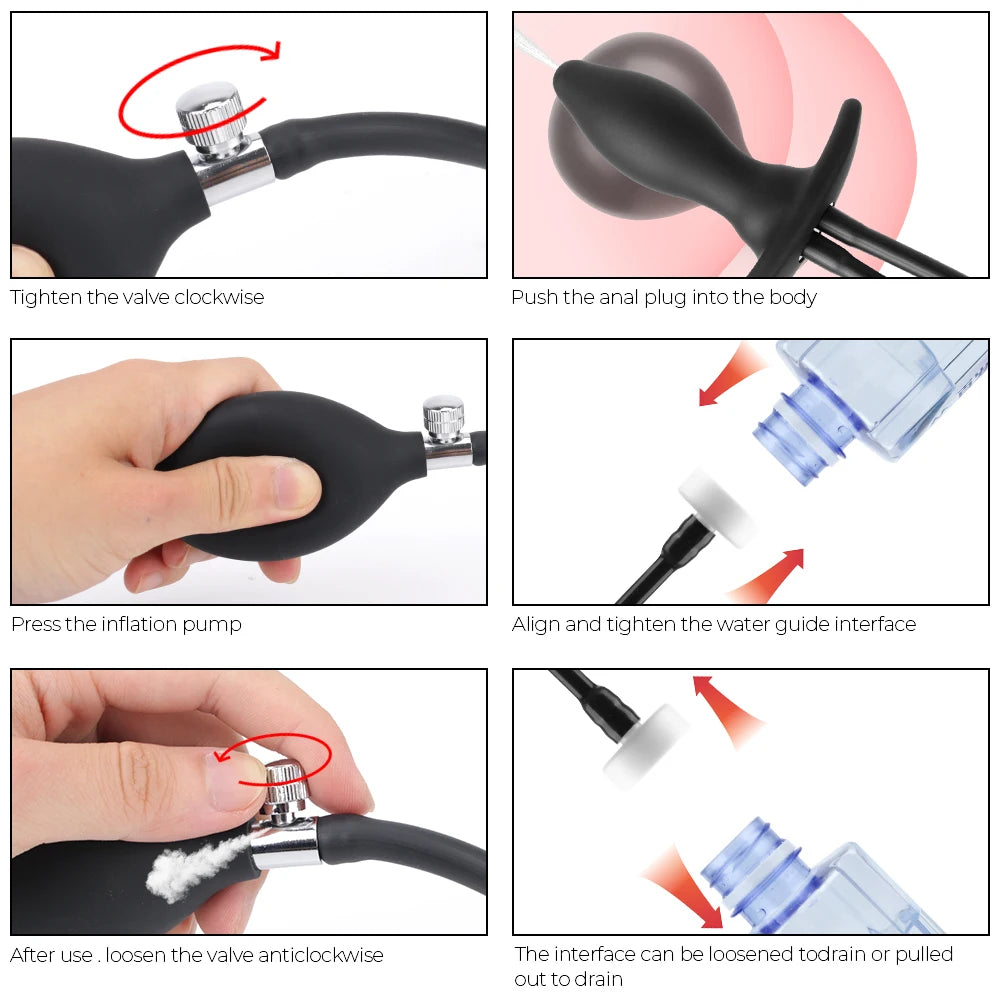 Water Spray Inflatable Anal Plug Anal Enema Cleaner Anus Dilator Dildo Silicone Buttplug Expander Washer Sex Toys for Women Men