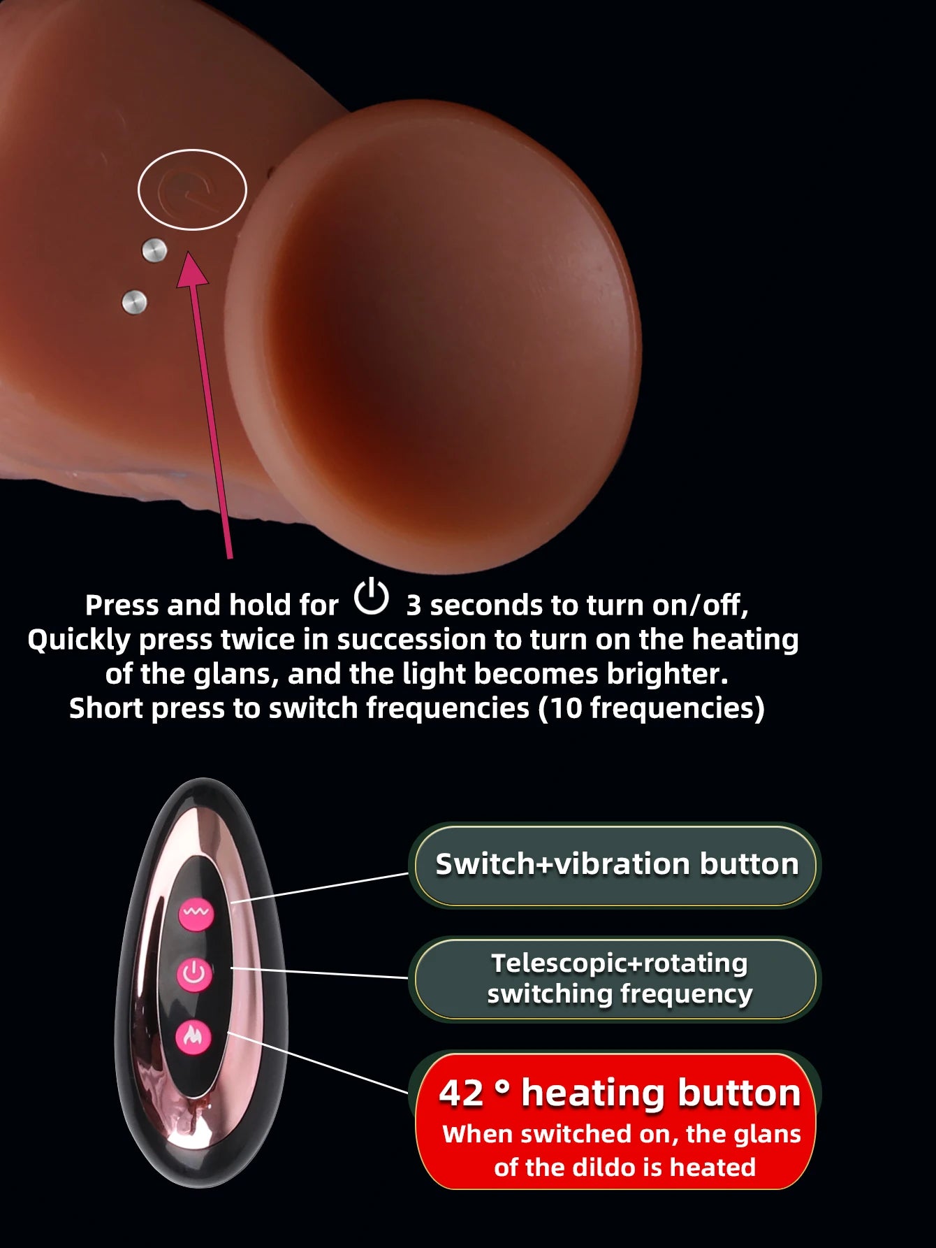 Realistic Dildo Vibrators Penis Vagina Adult Sex Toys Powerful for Women Telescopic Vibrating Heating Vibrator Anal Masturbator