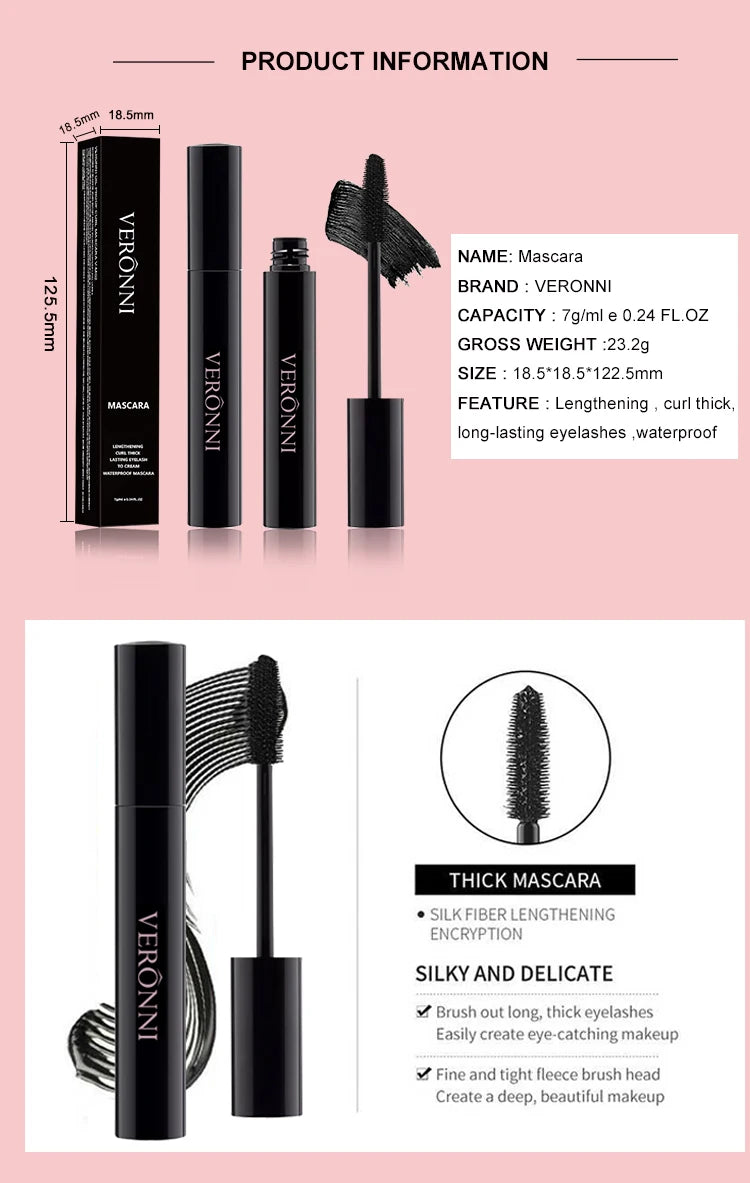 Ultra-fine Small Brush Head Mascara Lengthening Black 3D Lash Eyelash Extension Eye Lashes Long-wearing Black Color Mascara