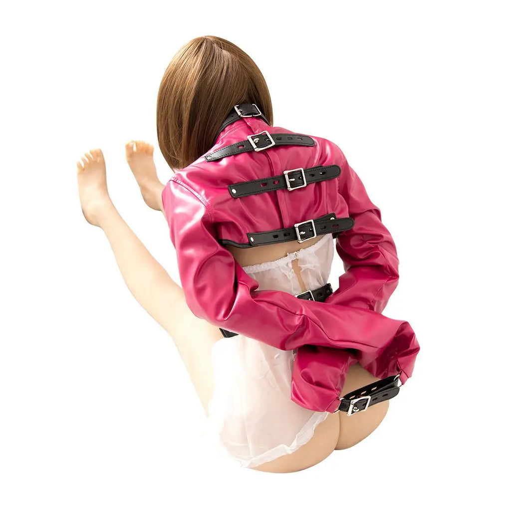 Women Jacket Halloween Costume Restraint Straight Sexy Open Breast Cupless Leather Bondage Strait Jacket Tops for Female 2024