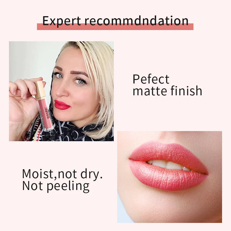 IMAGIC 20Colors Lip Glaze&Gloss Long Lasting Matte Moisturizing Lightweight Pigment Liquid Lipstick Silky Texture Women Makeup