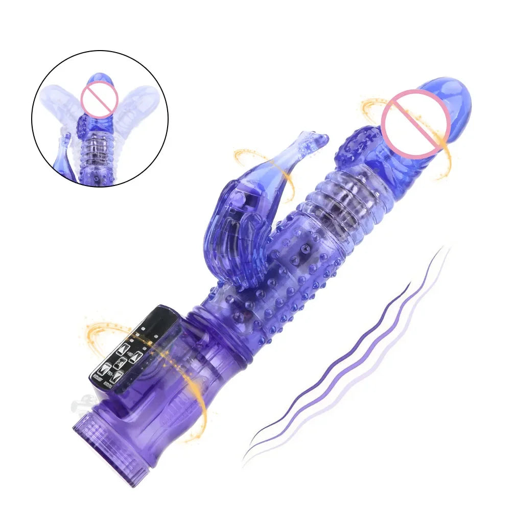 22cm Rotating Beads Vibrators For Women Clitoris Stimulator Vaginal Anal Plug Dildos Female Masturbator Sex Toys Erotic Products