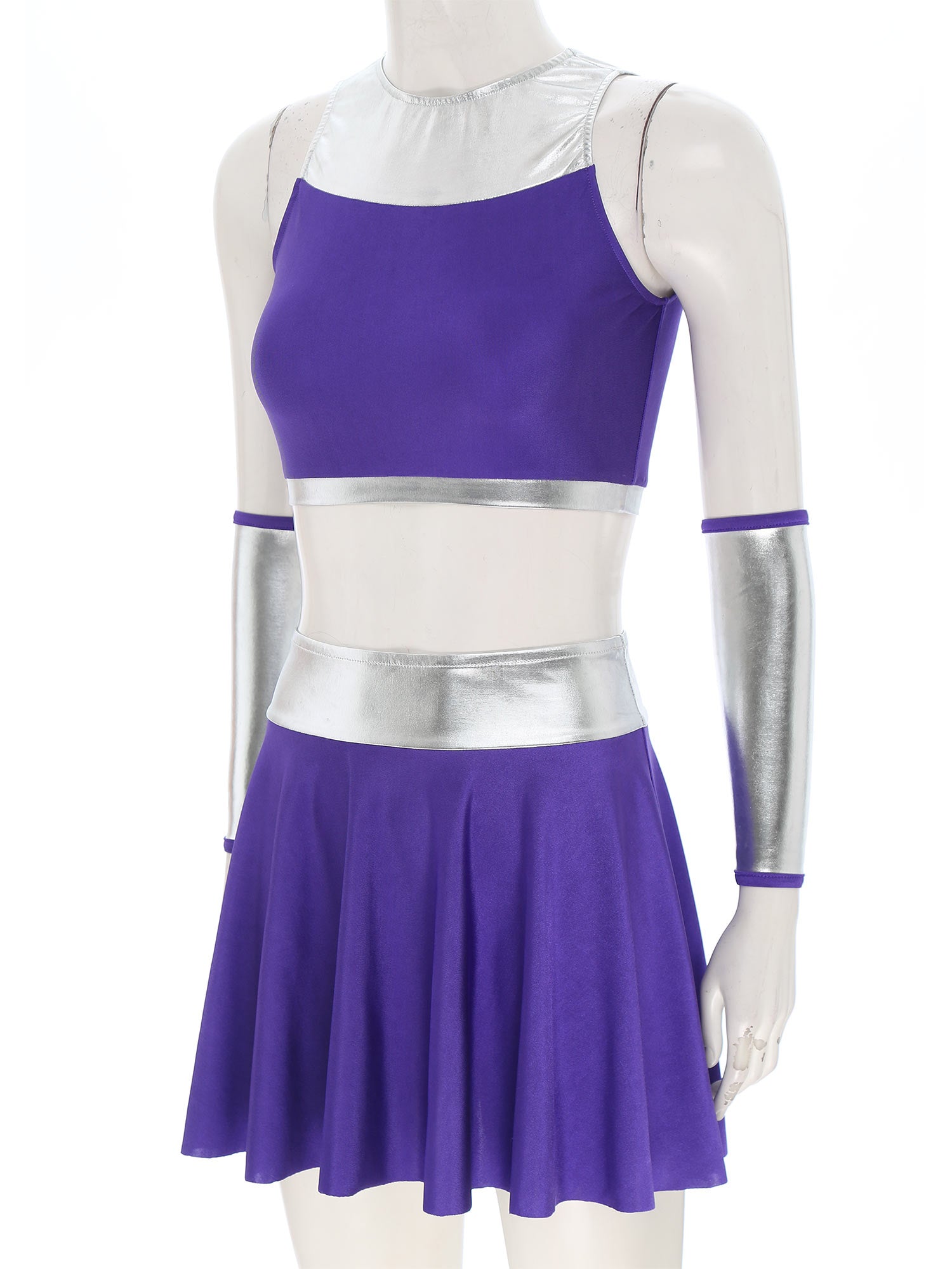 Women Anime Princess Cosplay Costume Halloween Cheerleading Uniform Performance Tracksuit Crop Top with Miniskirt Gloves Set