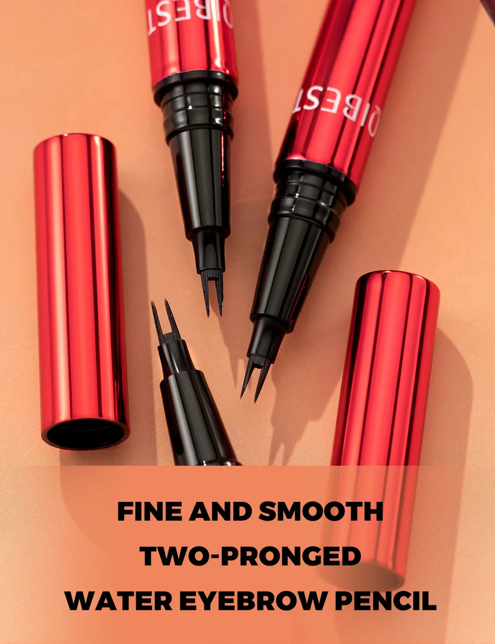 QIBEST 2 Fork Tip Liquid Eyebrow Pencil Eyeliner Lower Eyelash Pen Makeup Waterproof Lasting Quick Drying Ultra-fine Brows Pen